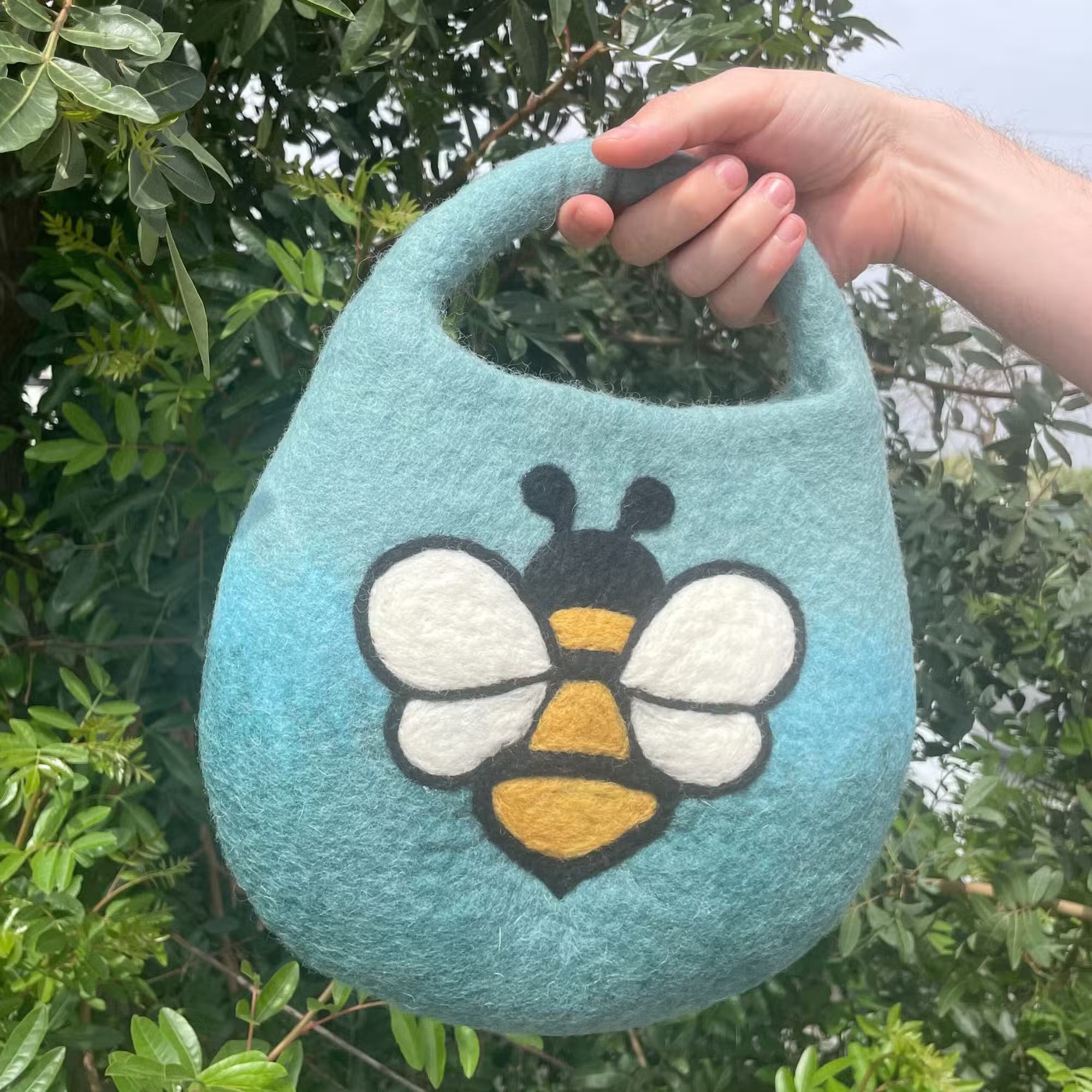 Ancient Wisdom Whimsical Water Felted Wool Bee Clutch Bag