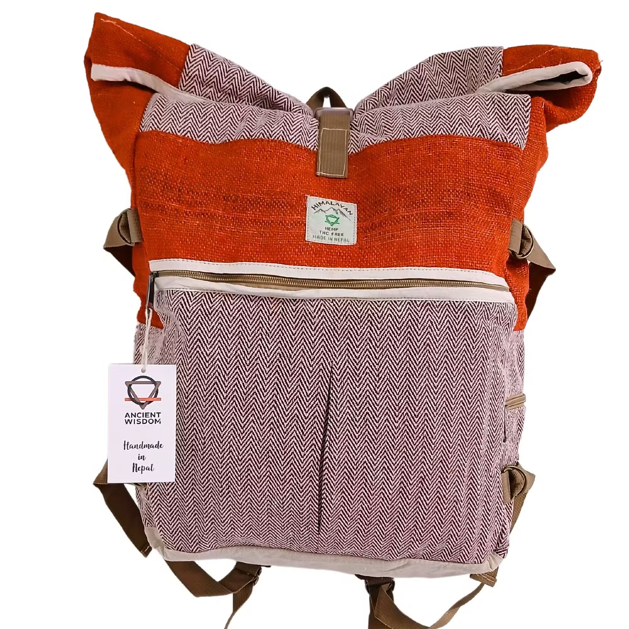 Ancient Wisdom Rolling Hemp Trekkers Backpack - Sage or Sunset Orange
