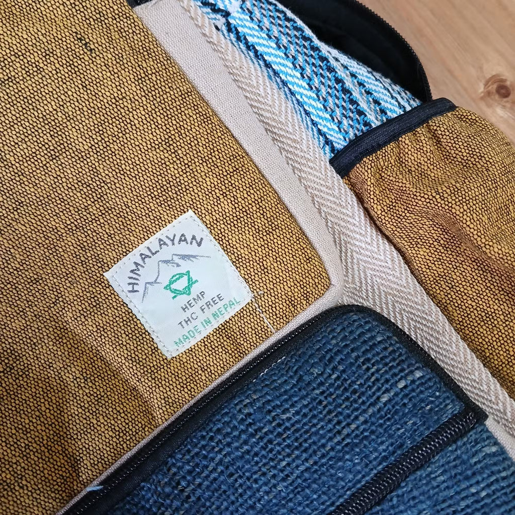 Boho Boxy Hemp Backpack ~ Teal Or Wine