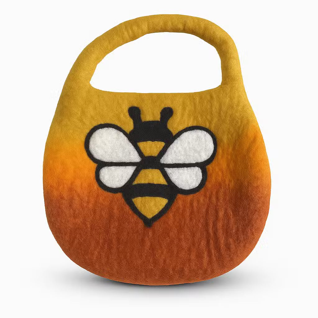 Ancient Wisdom Whimsical Water Felted Wool Bee Clutch Bag