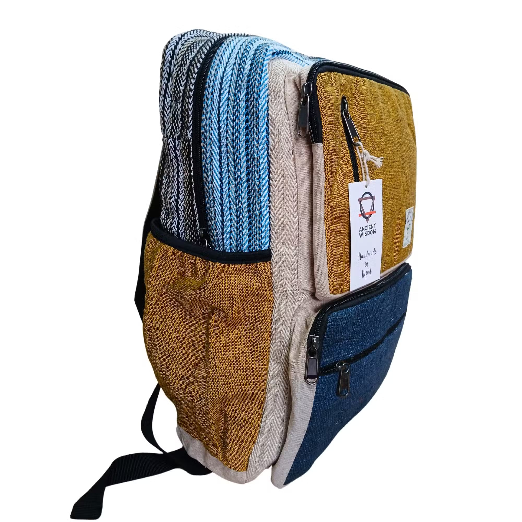 Boho Boxy Hemp Backpack ~ Teal Or Wine