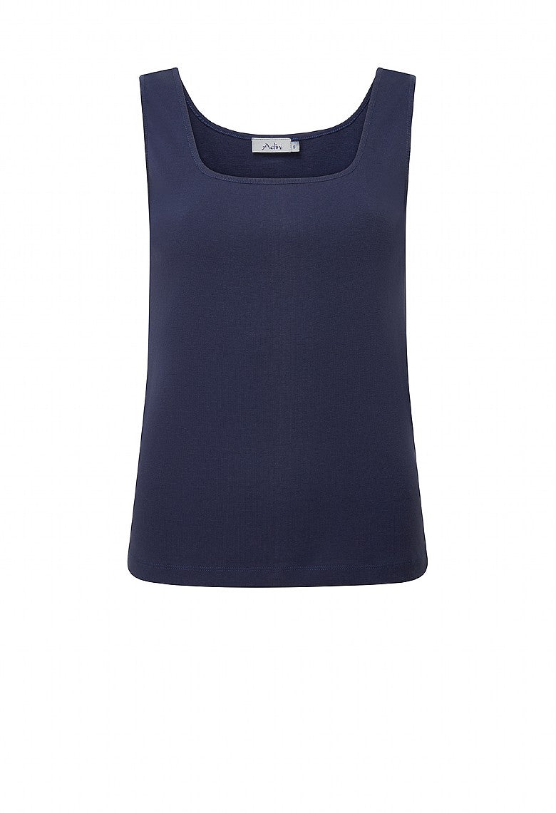 Adini Saren Ribbed Cotton Vest Tops Square Neck - White or Navy