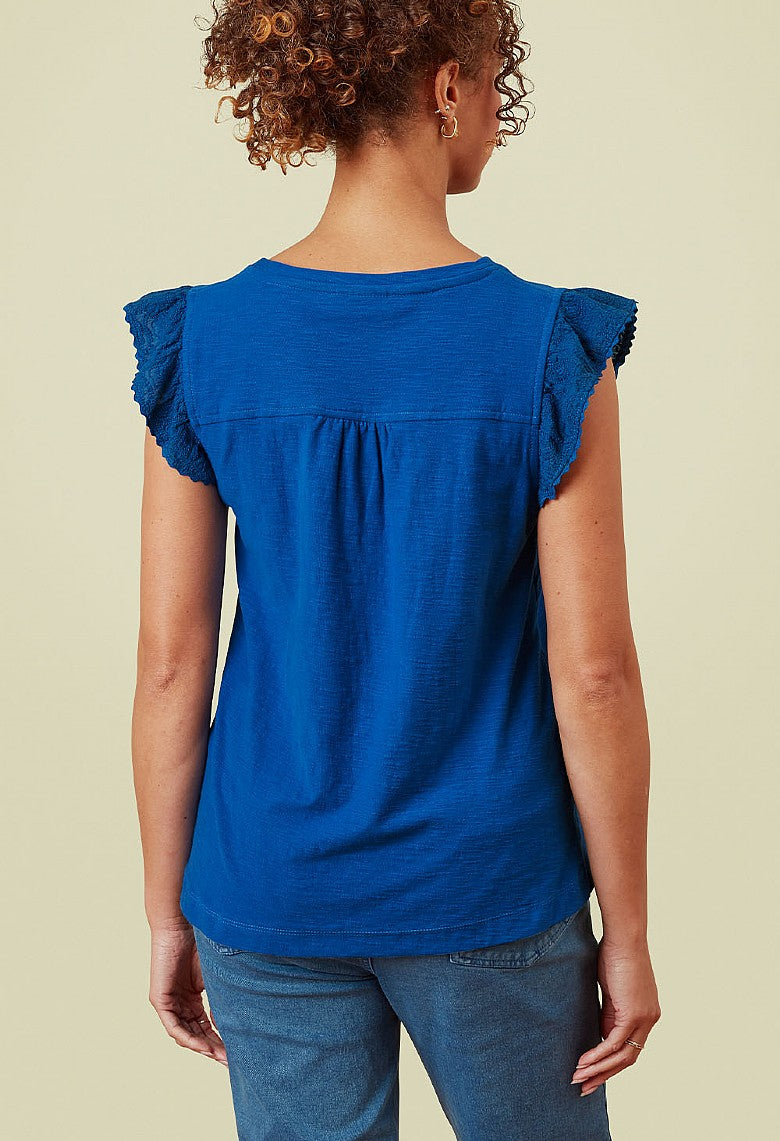 Adini Frankie Frill  Cotton Slub Sleeveless Tops