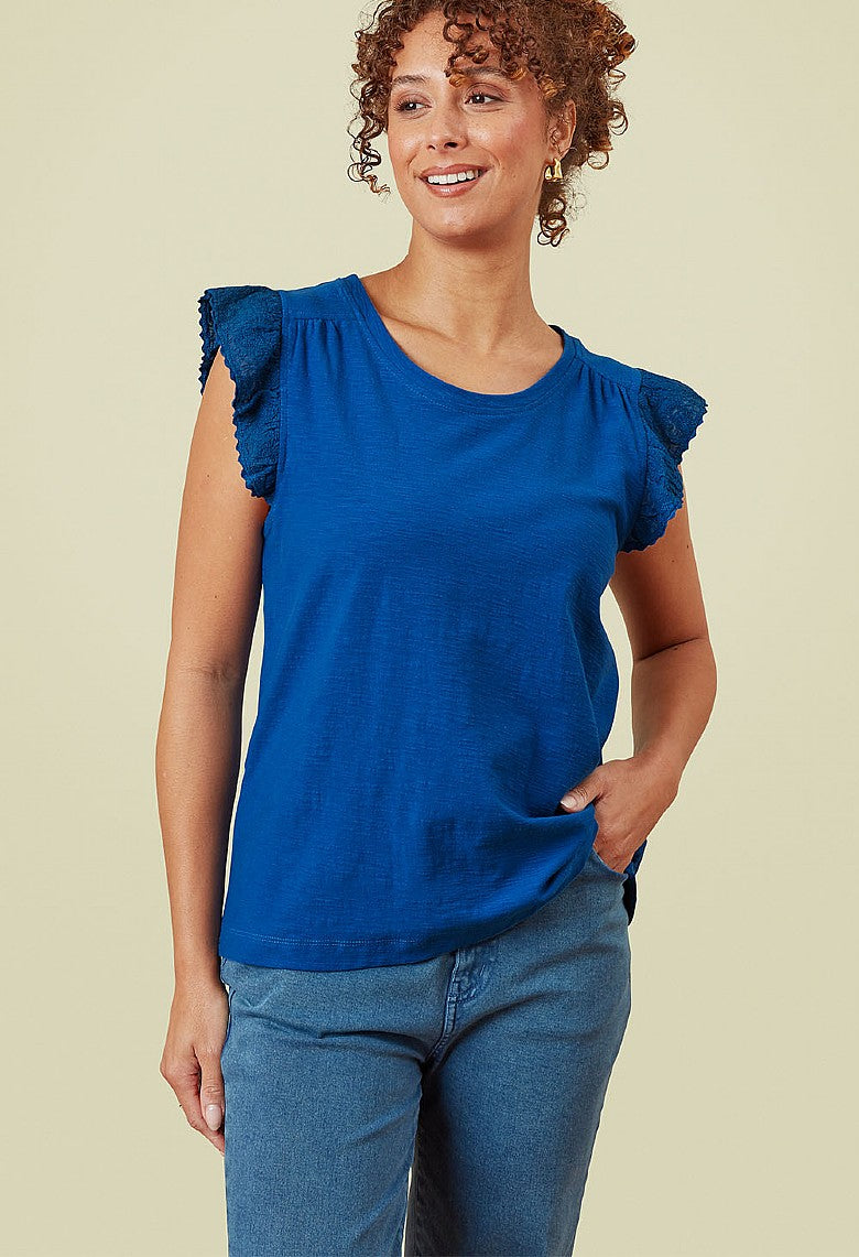 Adini Frankie Frill  Cotton Slub Sleeveless Tops