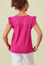 Adini Frankie Frill  Cotton Slub Sleeveless Tops