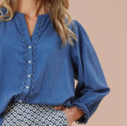 Adini Crosshatch Shirts ~ Red Orange or Riviera Blue