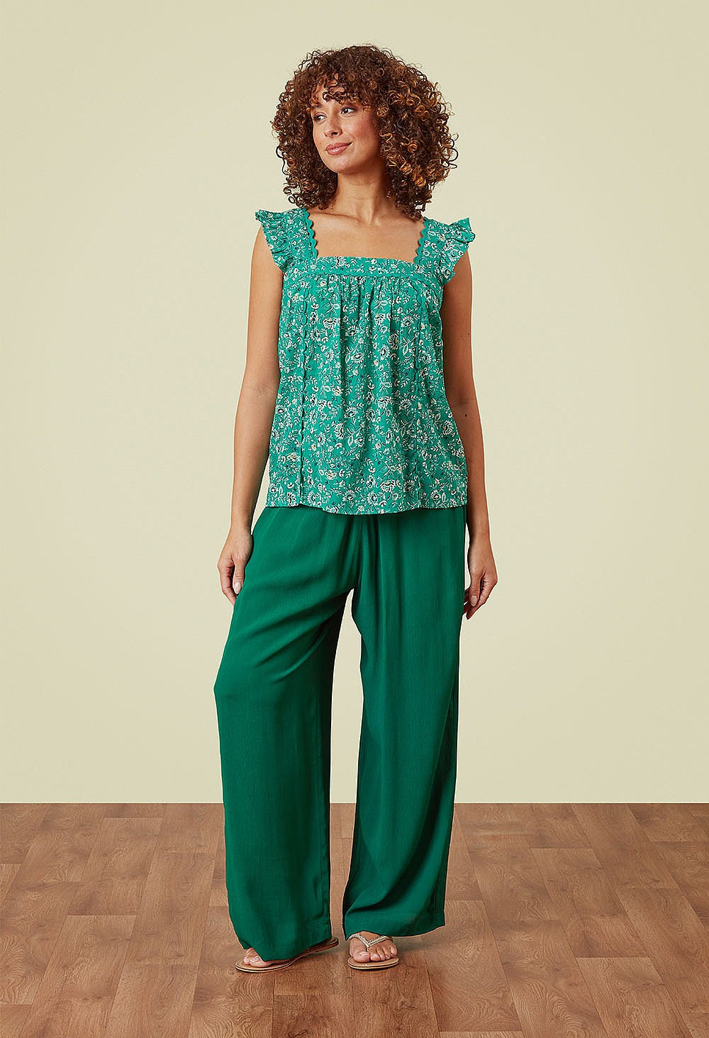 Adini Trey Moss Crepe Summer Trousers ~ Riviera or Alhambra