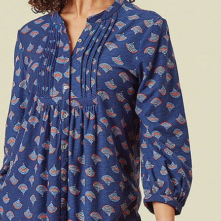 Adini Dora Evening Blue Fan Tunic
