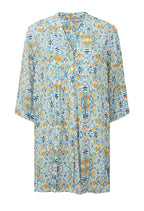 Adini Eastern Arches Viscose Crepe Tunic Dress Ivory Green Blue Floral