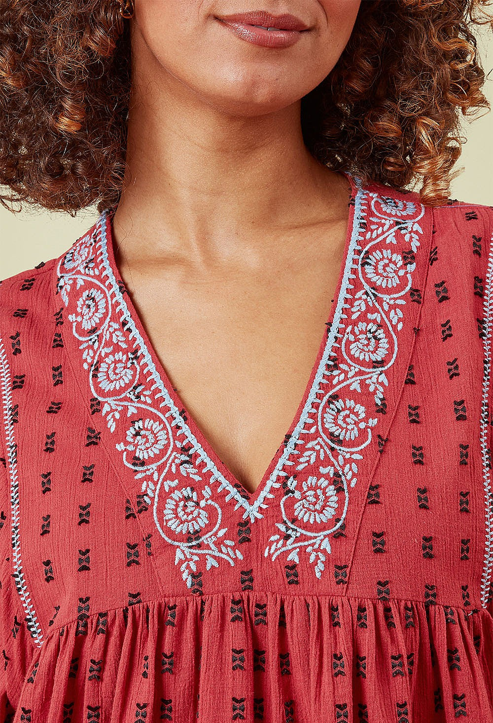 Adini Jaquard Dobby Flutter Top