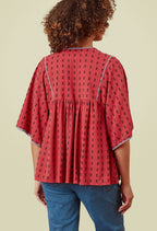 Adini Jaquard Dobby Flutter Top