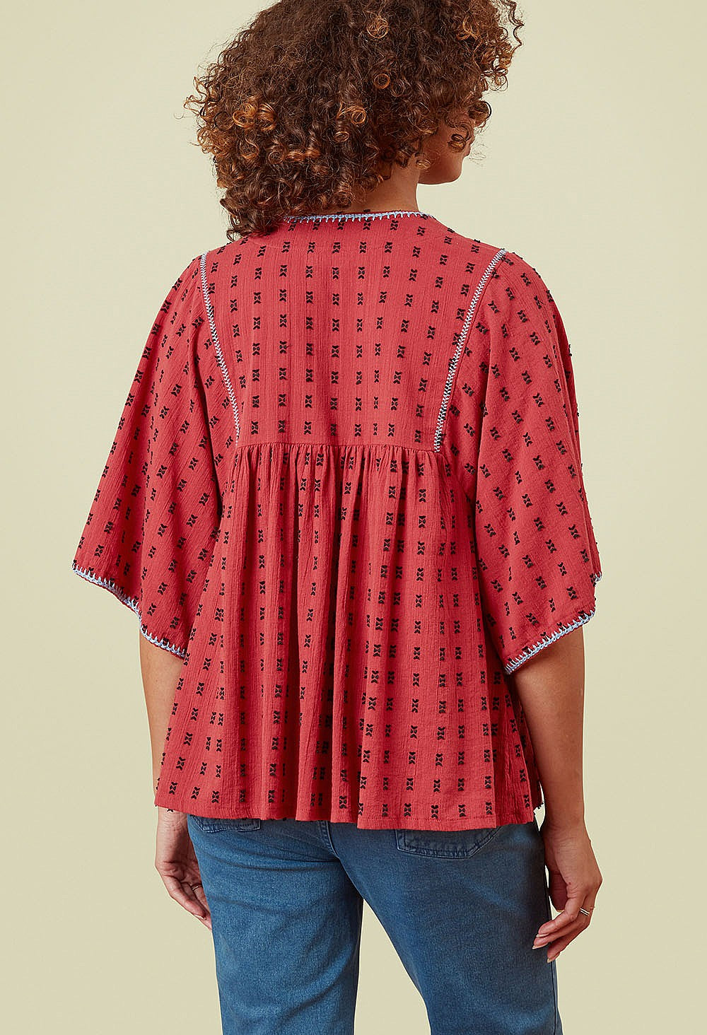 Adini Jaquard Dobby Flutter Top