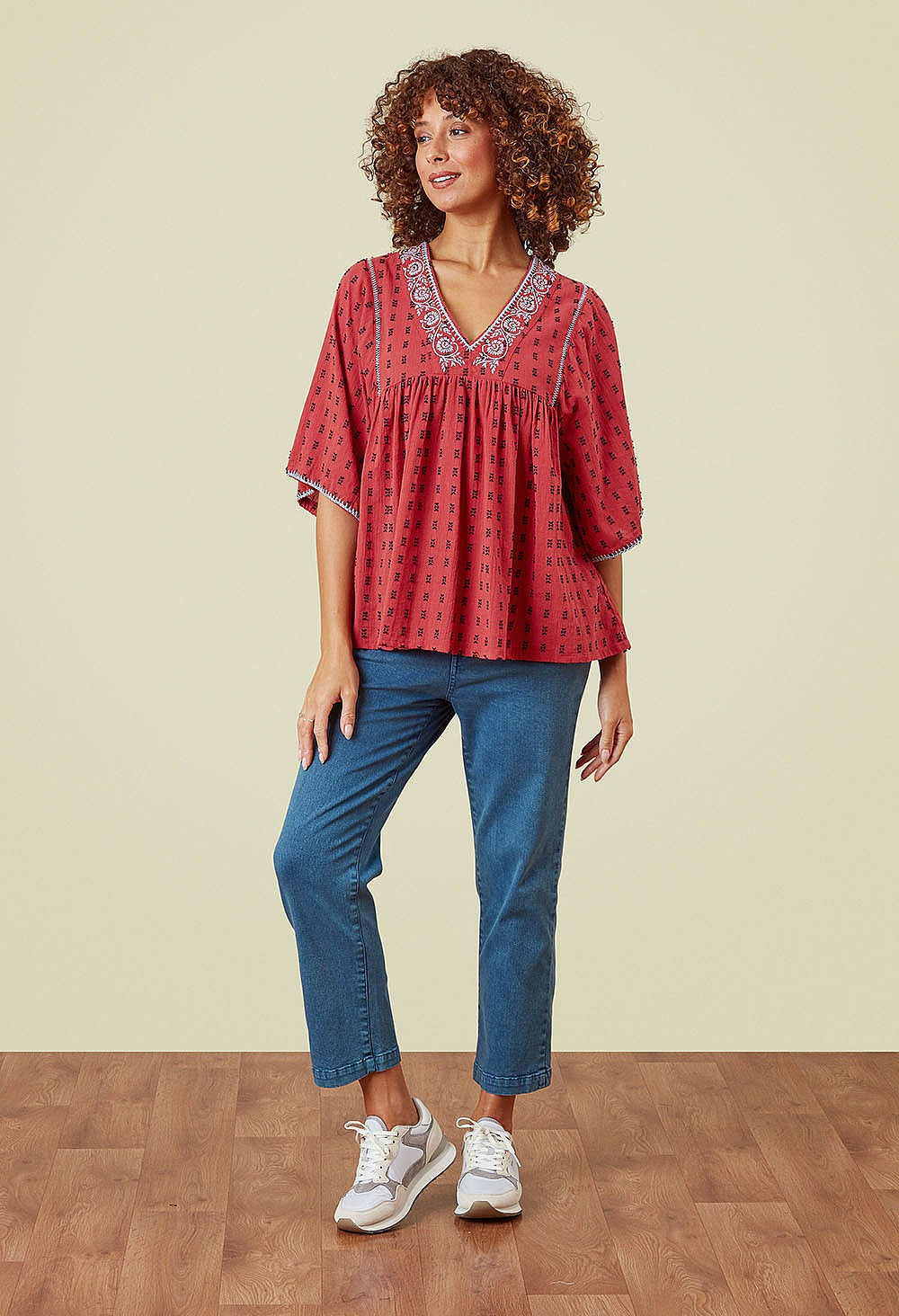 Adini Jaquard Dobby Flutter Top