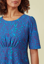 Adini Vibrant Royal Blue Fuchsia Pink Mini Spot Jersey Cotton River Dress