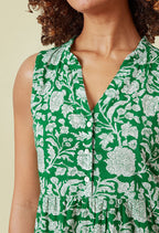 Adini Dalia Botanical Flower Print Garden Midi Sleeveless Dress