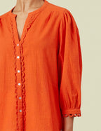 Adini Crosshatch Shirts ~ Red Orange or Riviera Blue