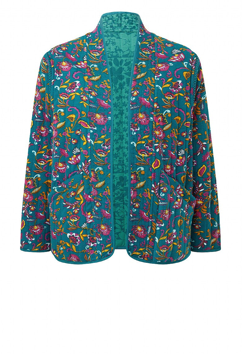 Adini Kiri Reversible Quilted Jersey Carnation Print Kimono Jacket
