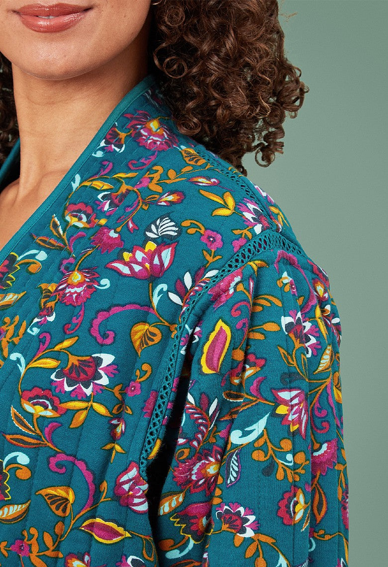 Adini Kiri Reversible Quilted Jersey Carnation Print Kimono Jacket
