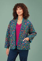 Adini Kiri Reversible Quilted Jersey Carnation Print Kimono Jacket