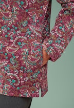 Adini Noorani Plum Brushed Inner Jersey Cotton Paisley Tunic Length Sweater