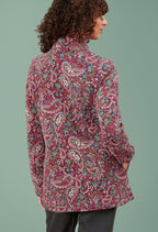 Adini Noorani Plum Brushed Inner Jersey Cotton Paisley Tunic Length Sweater