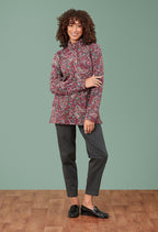 Adini Noorani Plum Brushed Inner Jersey Cotton Paisley Tunic Length Sweater