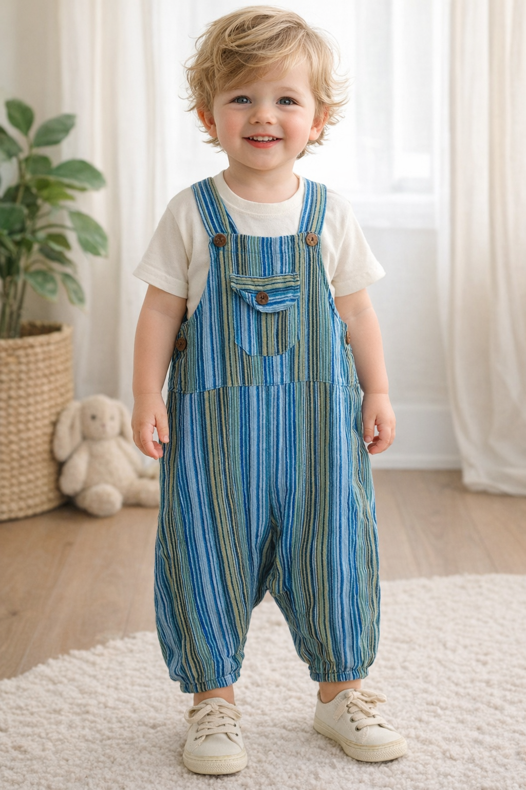 Gringo Fairtrade Childrens Funky Stripe Dungarees