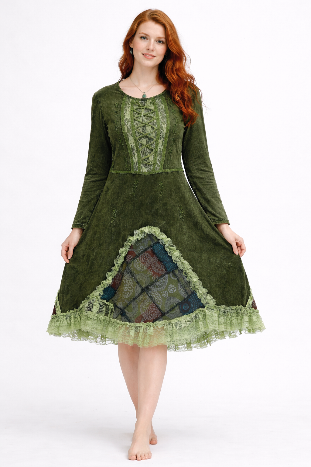 Gringo Fairtrade Stonewashed Jersey Cotton Fantasy Pixie Dress - Green or Blue
