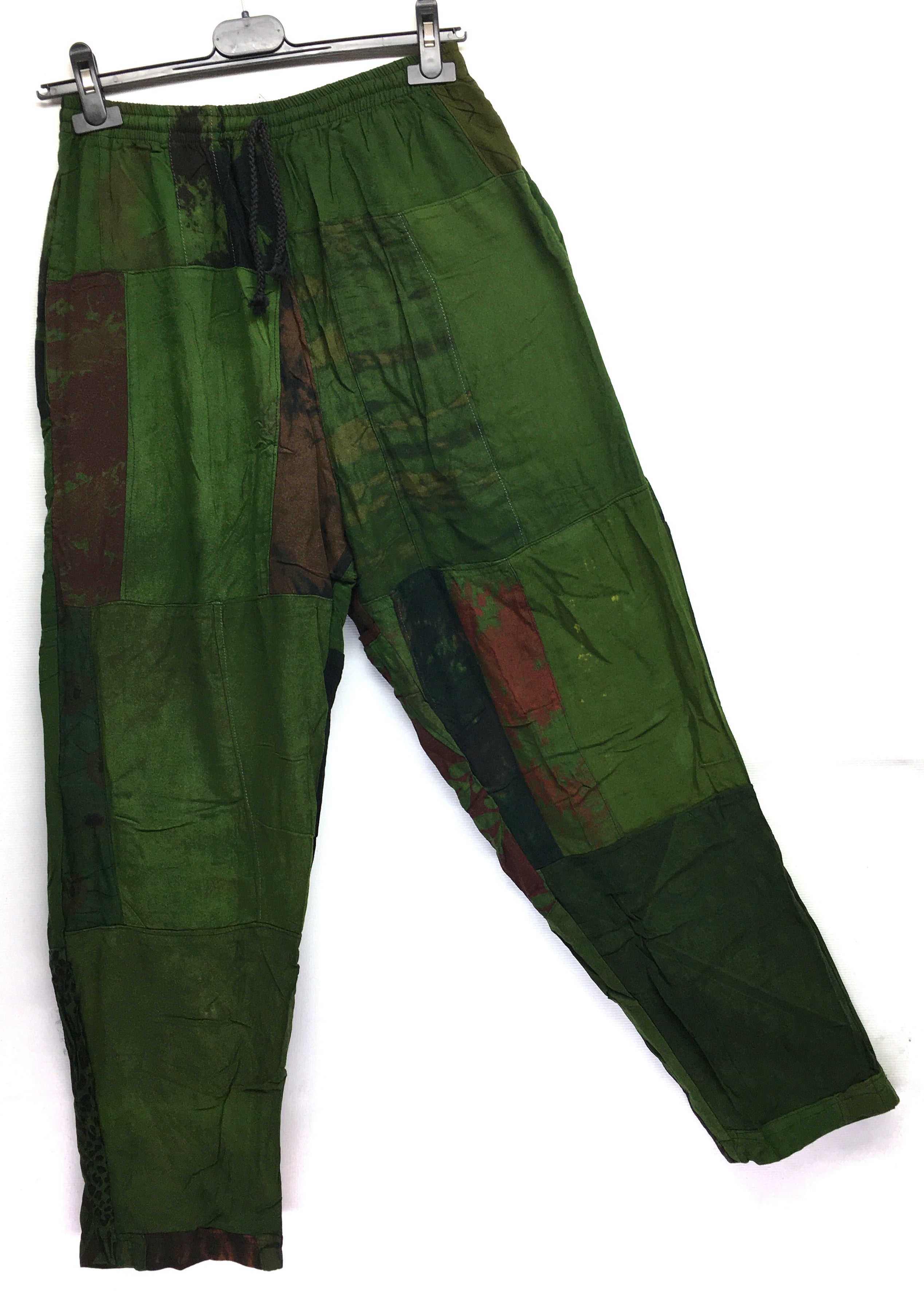 Gringo Fairtrade Indonesian Green Patchwork Trousers ~ Small