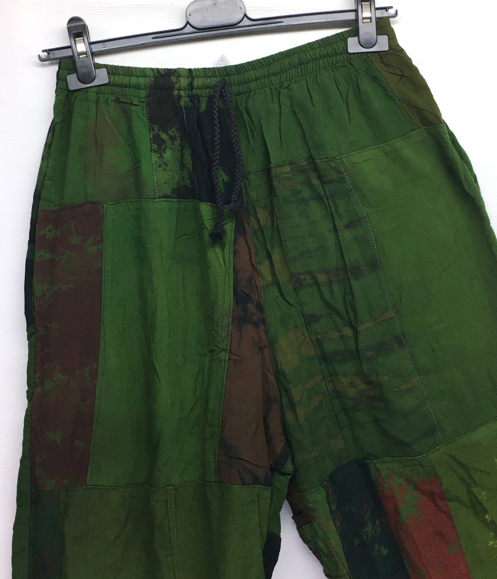 Gringo Fairtrade Indonesian Green Patchwork Trousers ~ Small