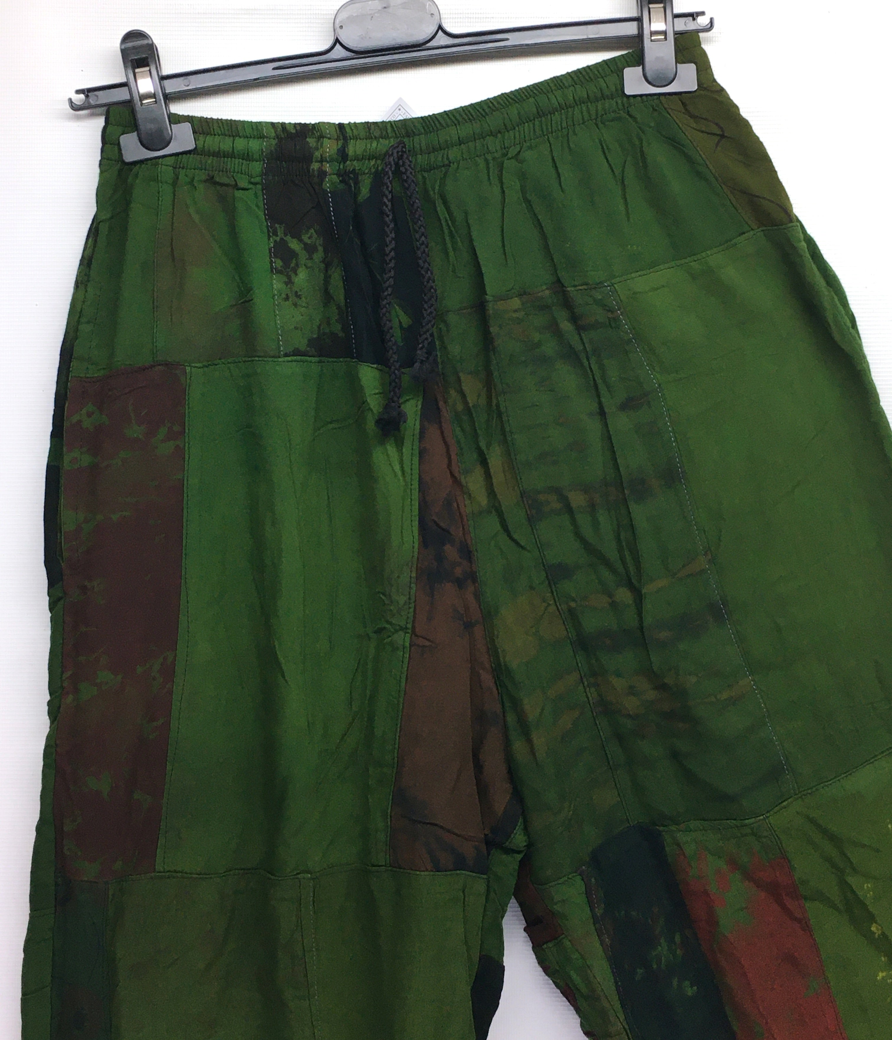 Gringo Fairtrade Indonesian Green Patchwork Trousers ~ Small