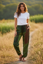 Gringo Fairtrade Indonesian Green Patchwork Trousers ~ Small