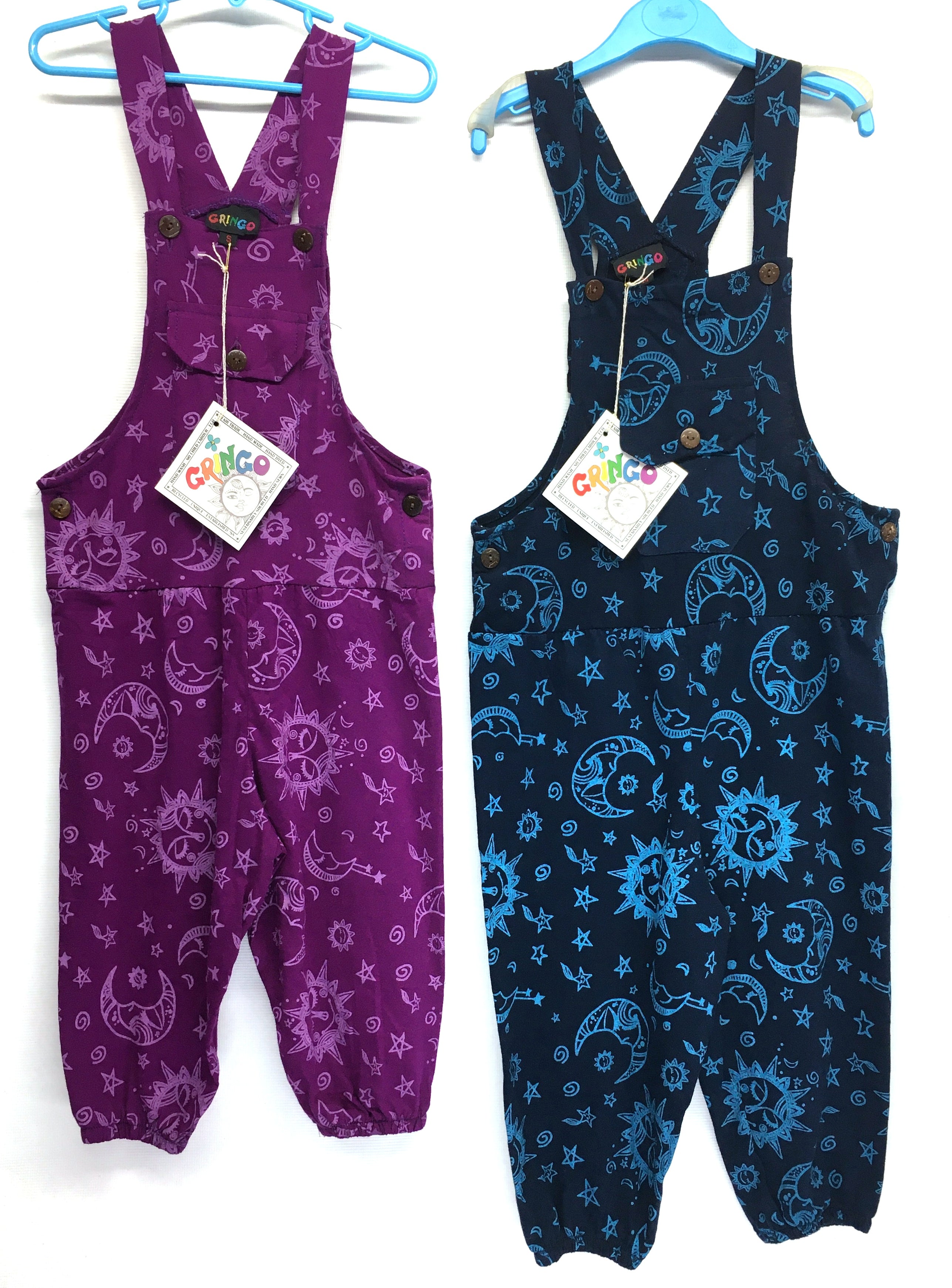 Gringo Fairtrade Kid's Celestial Dungarees ~ Blue