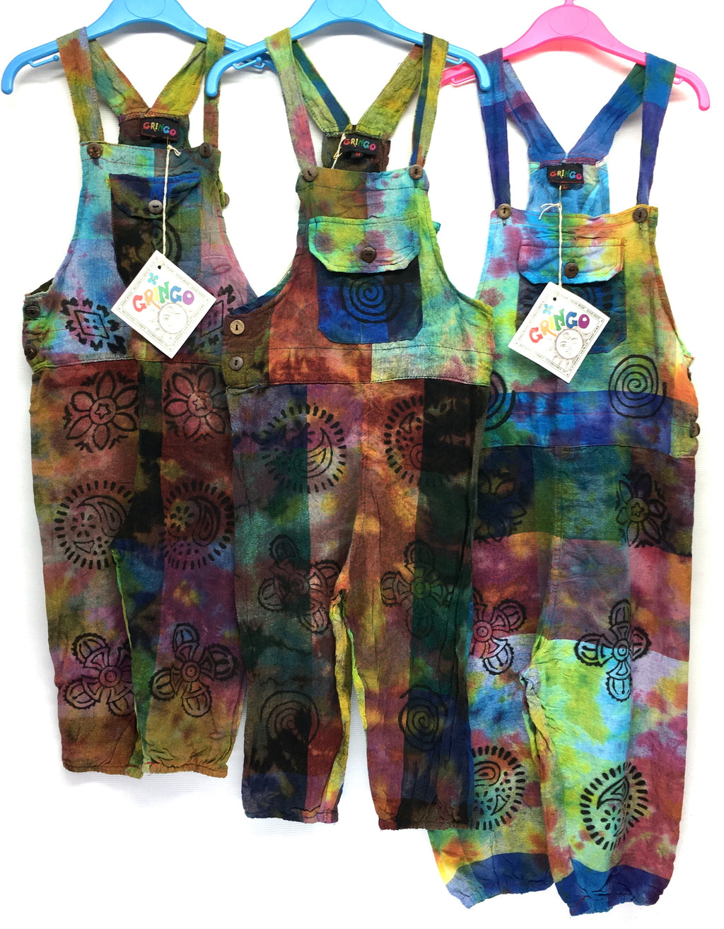 Gringo Fairtrade Kids Funky Tie Dye Dungarees