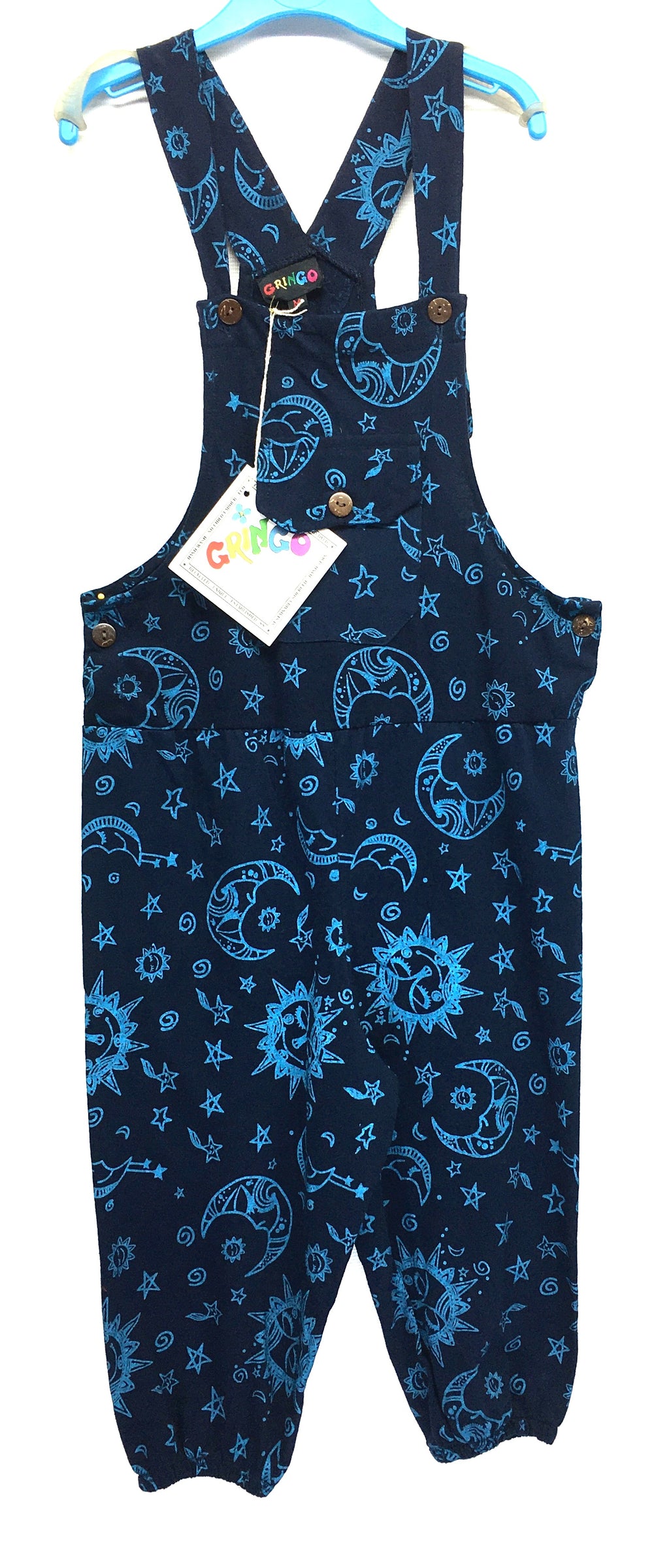 Gringo Fairtrade Kid's Celestial Dungarees ~ Blue