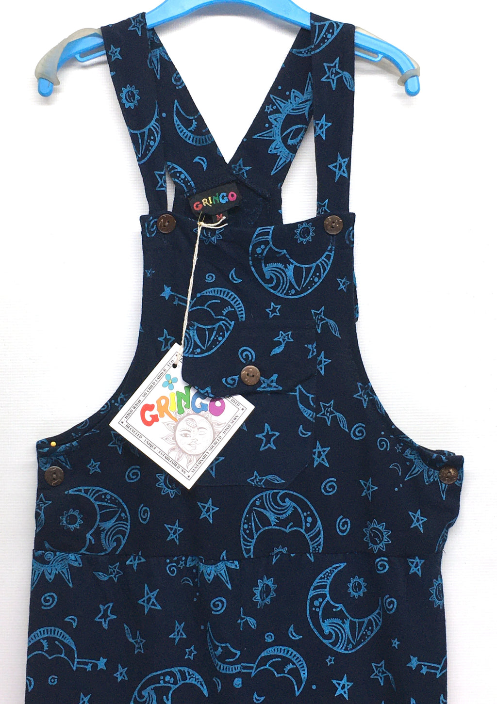 Gringo Fairtrade Kid's Celestial Dungarees ~ Blue
