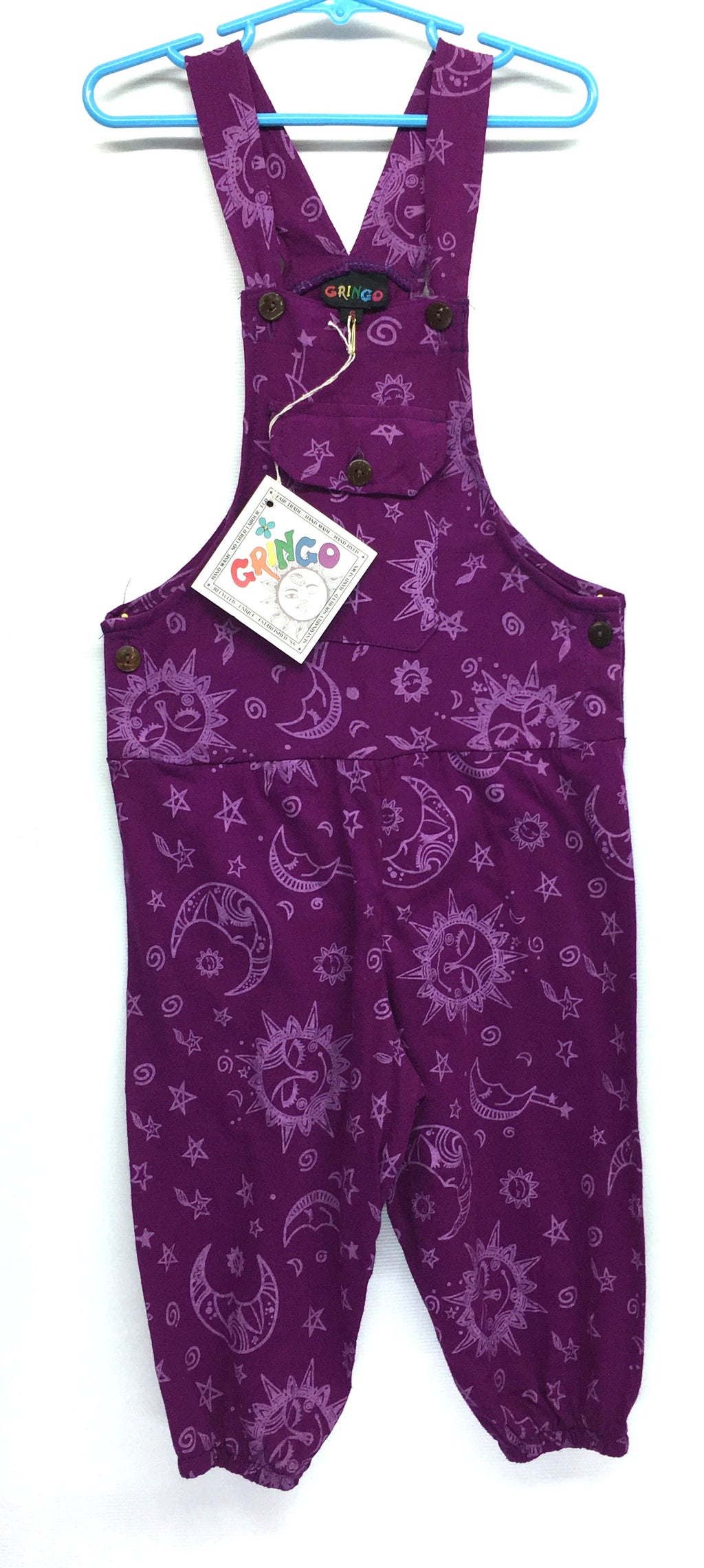 Gringo Fairtrade Kid's Celestial Dungarees ~ Purple