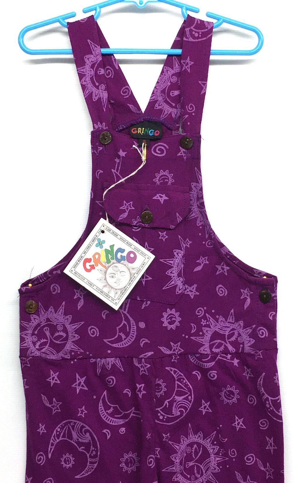 Gringo Fairtrade Kid's Celestial Dungarees ~ Purple