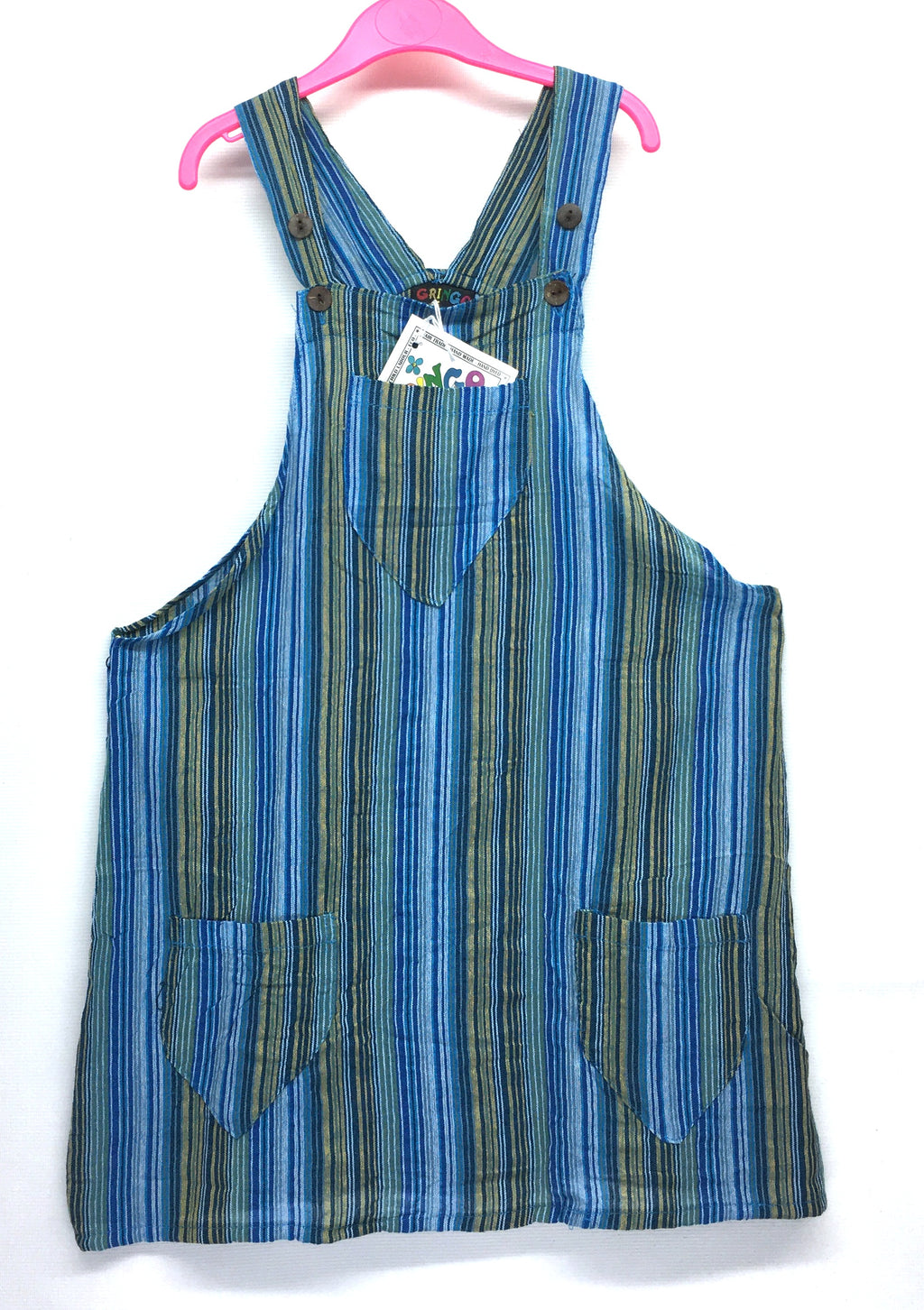 Gringo Fairtrade Girls Striped Pinafore Dress