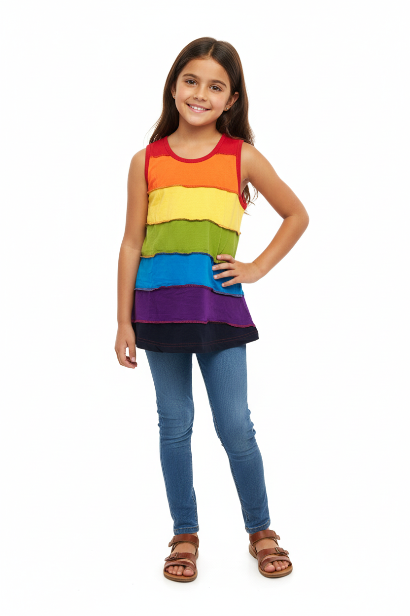 Gringo Fairtrade Girls Rainbow Vest Top