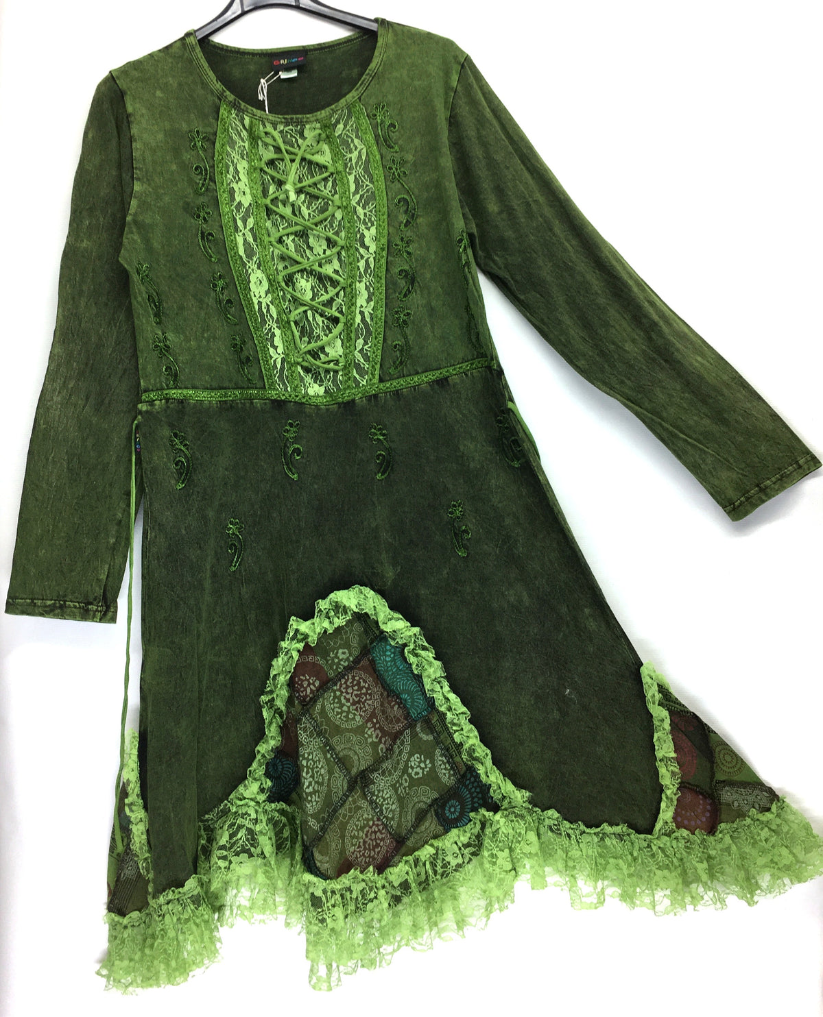 Gringo Fairtrade Stonewashed Jersey Cotton Fantasy Pixie Dress - Green or Blue