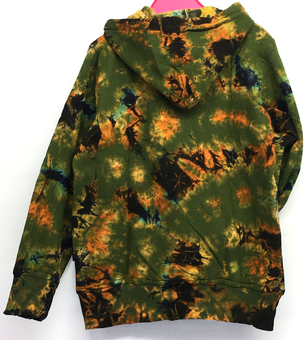 Gringo Fairtrade Tie Dye Hooded Sweat Top ~ Green