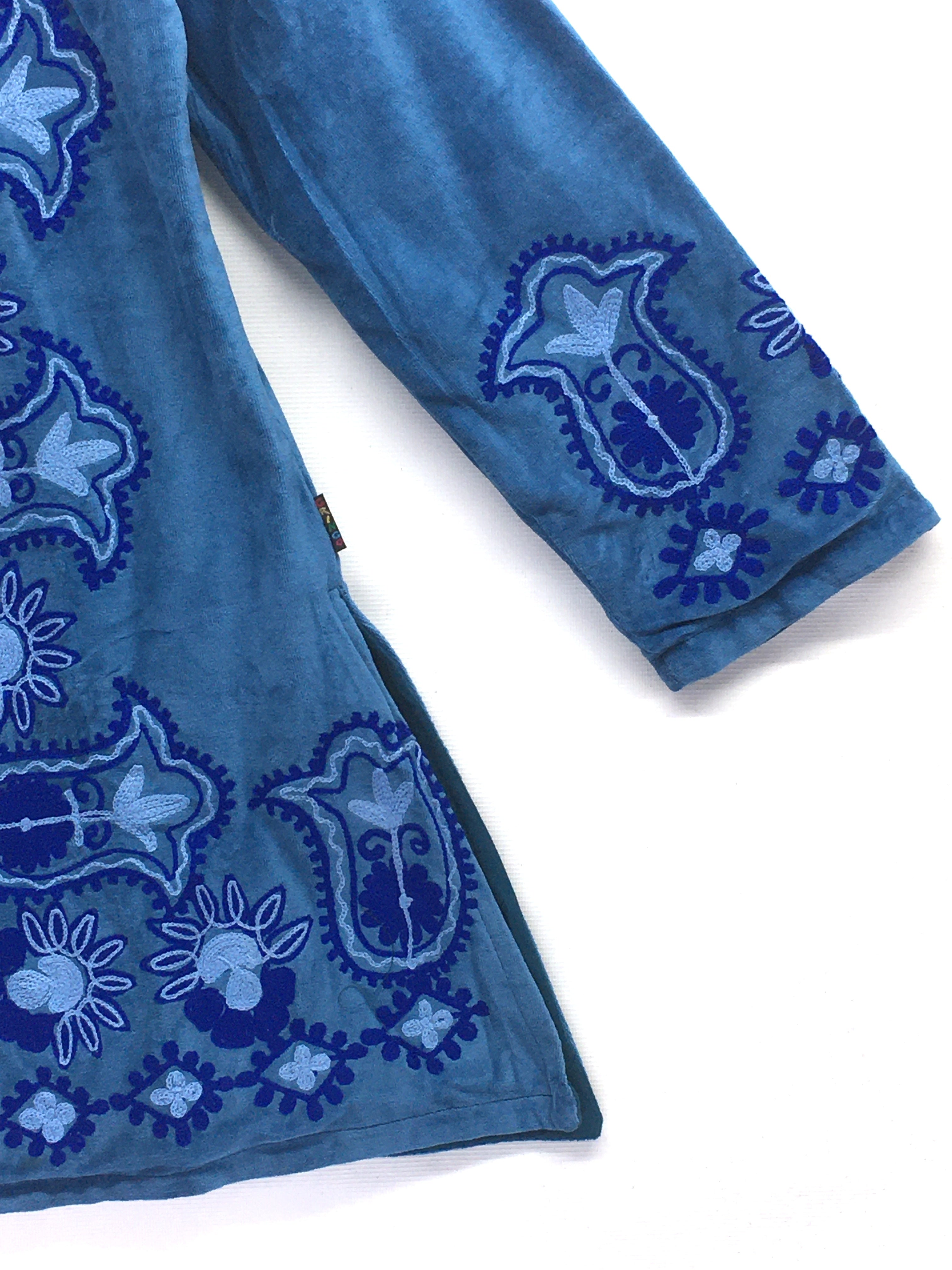 Gringo Fairtrade Petrol Blue Velvet Jacket ~ M/L