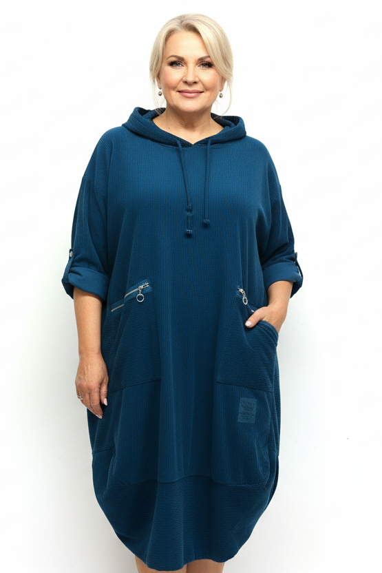 Made in Italy Turquoise Jumbo Cord Midi Dress