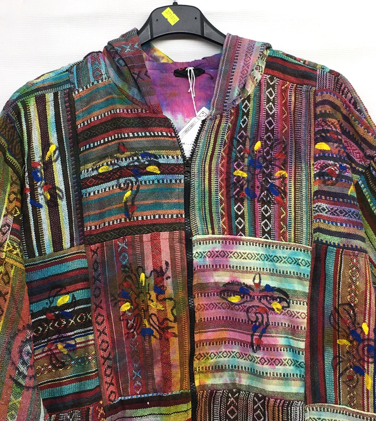 Gringo Fairtrade Ethnic Tie Dye Cotton Gheri Weave Patchwork Jacket - XL