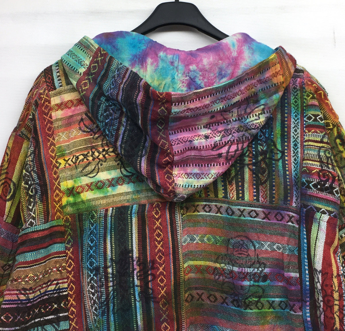 Gringo Fairtrade Ethnic Tie Dye Cotton Gheri Weave Patchwork Jacket - XL