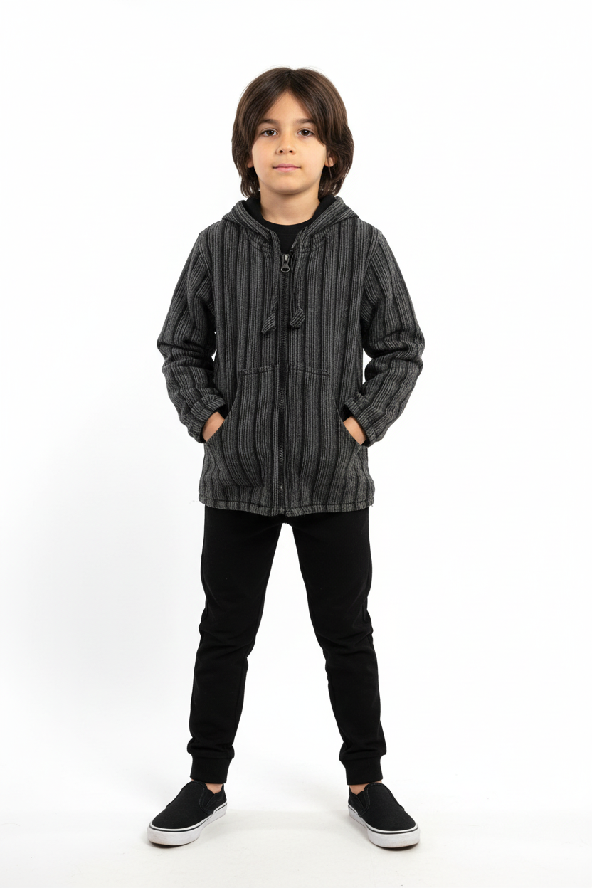 Funky Threads Kids Striped Pixie Coat ~ Black