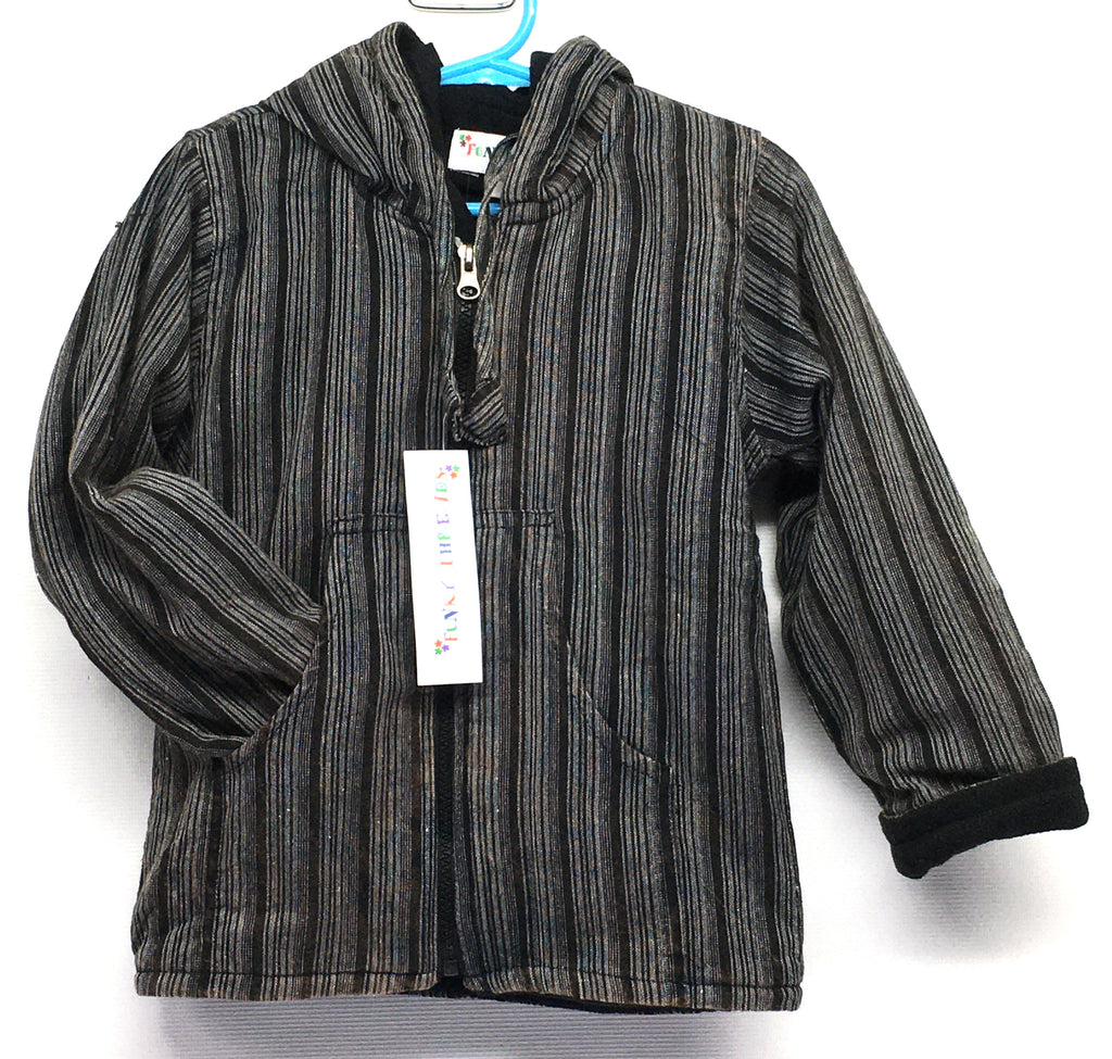 Funky Threads Kids Striped Pixie Coat ~ Black