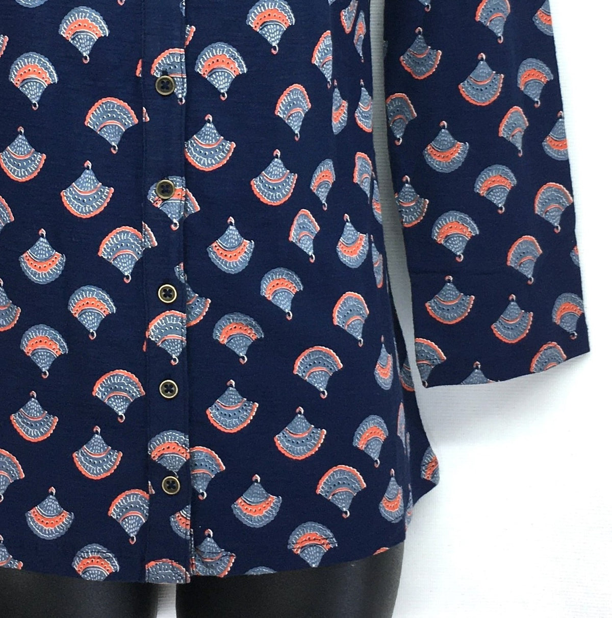 Adini Salina Cotton Jersey Button Shirt – Evening Blue Fan Print