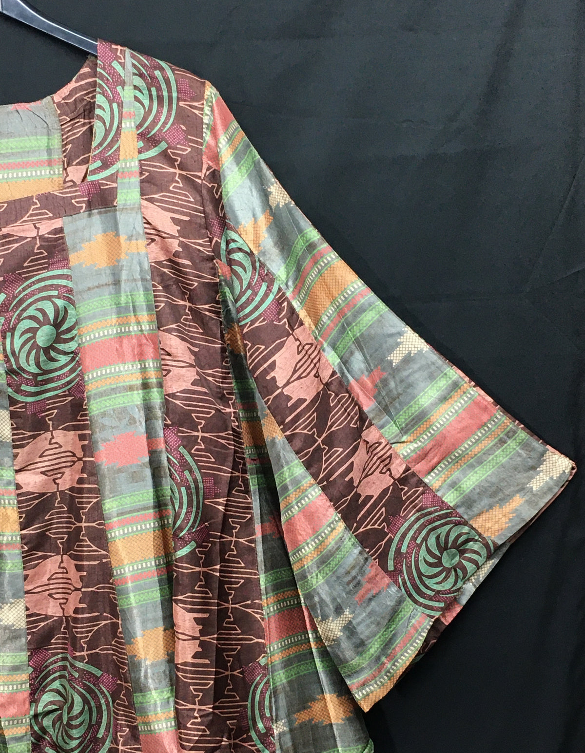 Siesta Boho Fantasy Panelled Long Smock Dress - Chocolate/Turquoise or Green/Chocolate